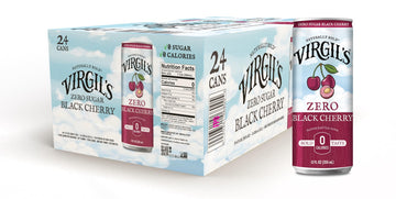 Virgil's Zero Sugar Black Cherry Soda - Tang Bold Flavor - Zero Calorie - 12oz Slim Cans, 24 Pack