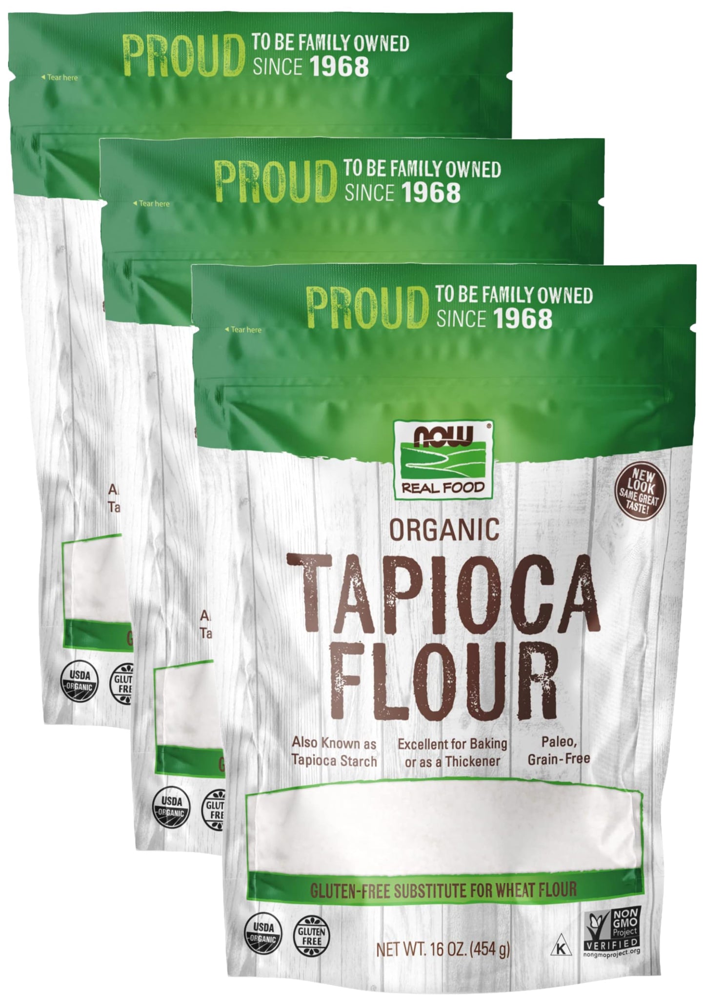 Now Foods, Organic Tapioca Flour, Gluten-Free And Non-Gmo Flour Replacement, 16-Ounce (Packaging May Vary) (Pack Of 3)
