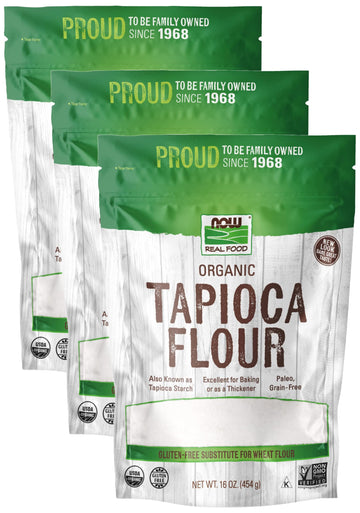 Now Foods, Organic Tapioca Flour, Gluten-Free And Non-Gmo Flour Replacement, 16-Ounce (Packaging May Vary) (Pack Of 3)