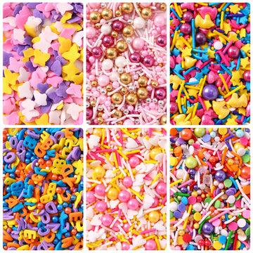 Sprinkles For Cake Decorating, Cupcake, Cookies, Ice Cream Topper, 6 Packs Colorful Sprinkles, Pastel Sprinkles, Six Of Assorted