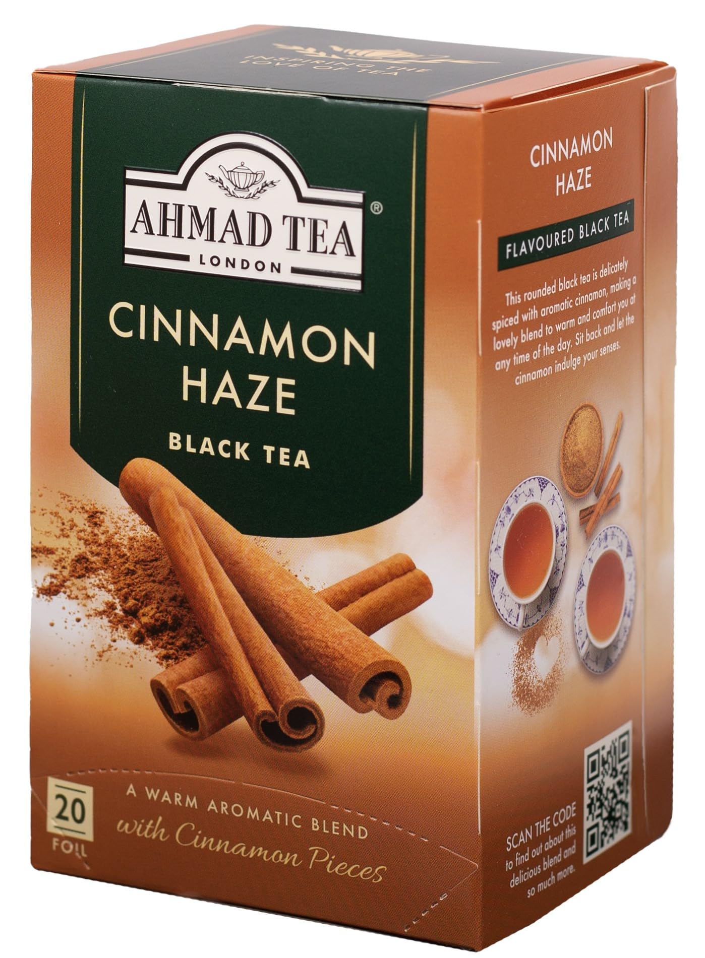 Ahmad Tea Black Tea, Cinnamon Haze, 20 ct (Pack of 6), Caffeinated, Sugar-Free, Model 695