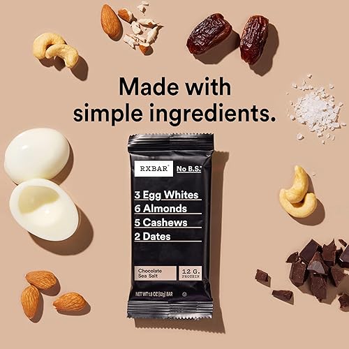 RXBAR Protein Bars, Protein Snack, Snack Bars, Chocolate Sea Salt, 9.1oz (5 Bars)