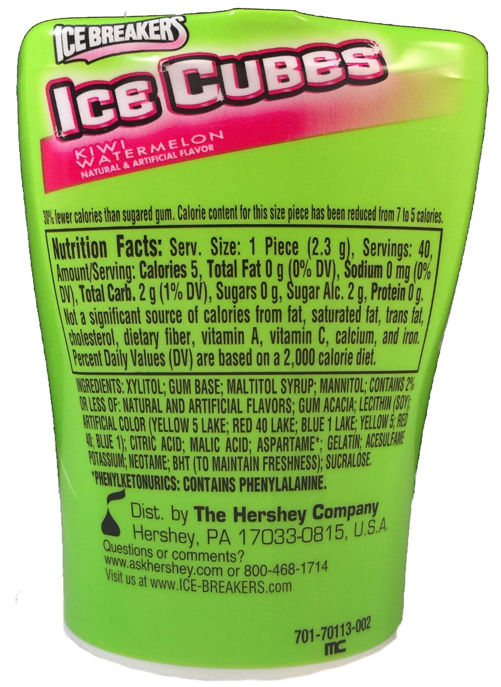 Ice Breakers Ice Cubes Sugar Free Gum, Kiwi Watermelon, 40-Piece Container 4 Pack