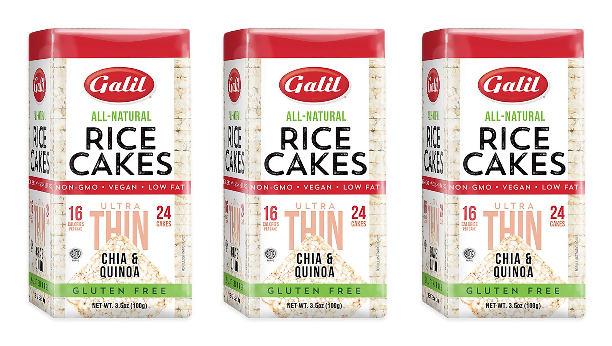 Galil Ultra-Thin Rice Cakes With Chia & Quinoa Pack Of 3 | All-Natural, Non-Gmo, Low Fat, Gluten-Free Rice Cakes 3.5Oz.