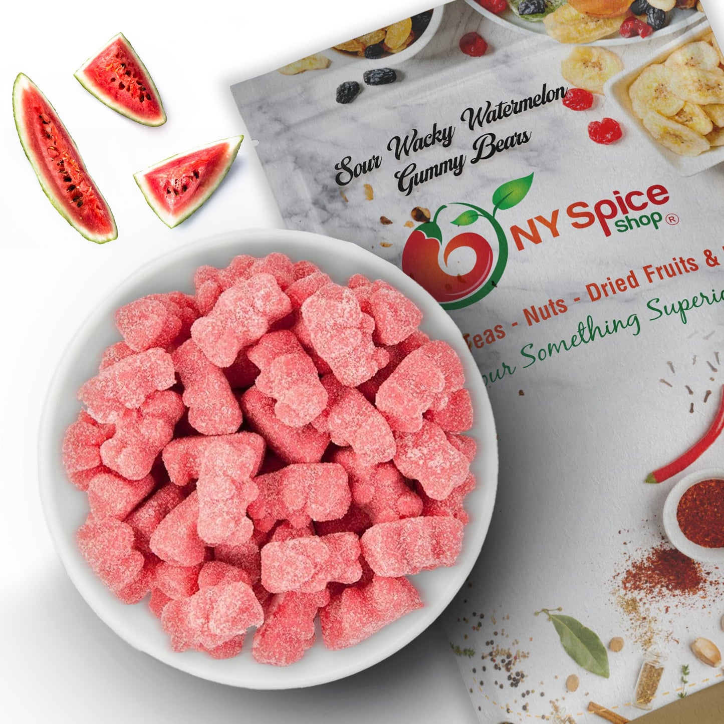 Ny Spice Shop Wacky Watermelon Sour Gummy Bears Bulk - 3 Pound Gummies Bears Candy - Sour Gummies Fruit Snacks - Chewy Super Candy - Flavor Gummy Candies - Gummi Bear Gift For All Occasions