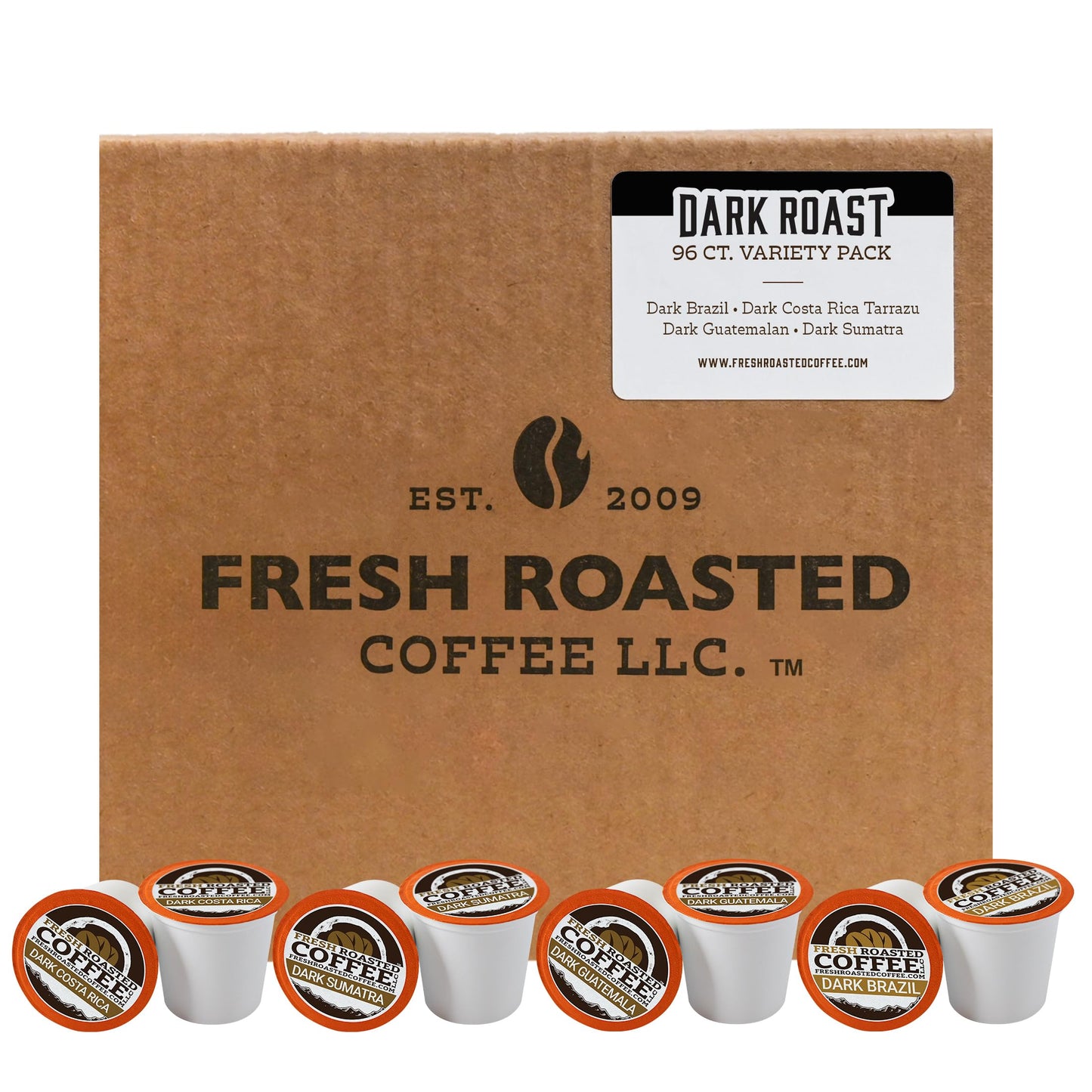 Fresh Roasted Coffee, Dark Roast Variety Pack, K-Cup Compatible, 96 Pods