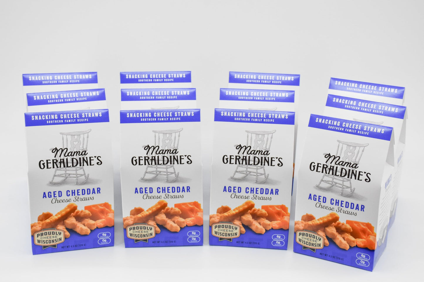 Mama Geraldines Aged Cheddar Cheese Straws - 4.5 oz, 12 Pack - Gourmet Baked Snack, Bite-Sized Appetizer