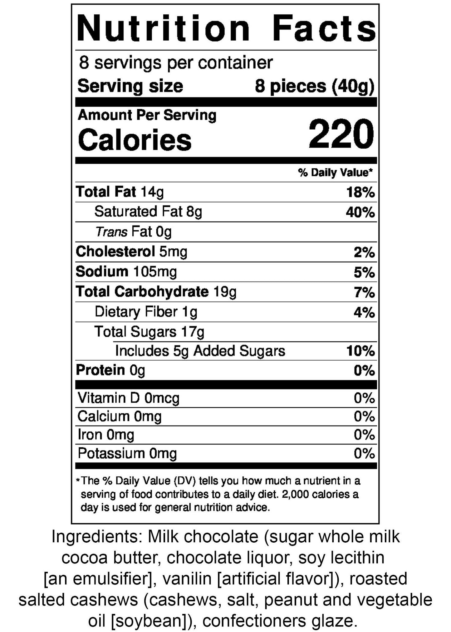 Premium Chocolate Candy (Milk Chocolate Covered Cashews (13 Oz. 2 Bags))