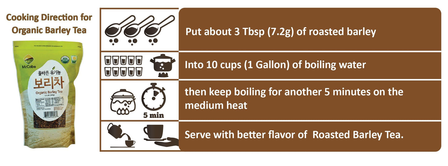 Mccabe Organic Hulless Barley Tea - Roasted Hulless Barley Tea | Usda And Ccof Certified | Product Of Usa | 1.5 Lbs (24 Oz)