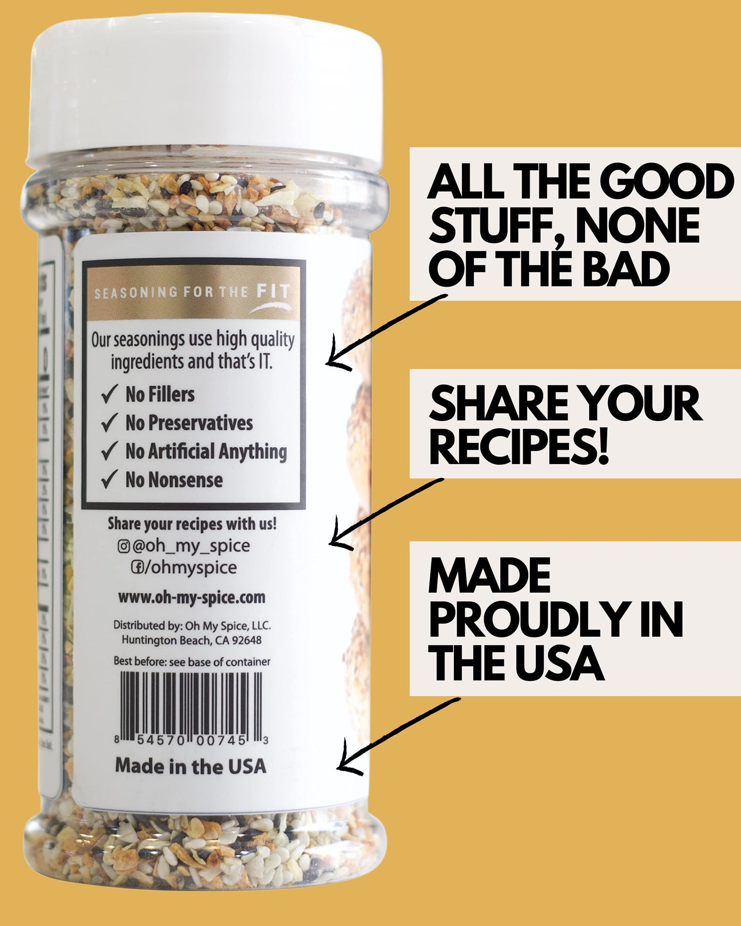 Everything Bagel Seasoning - Gluten Free & Keto Sesame Seeds Blend with Onion, Garlic, Sea Salt & Poppy Seed. Salmon, Sushi, Avo