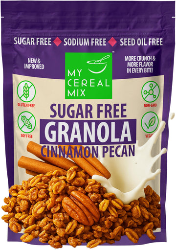 MyCerealMix Sugar Free Granola - Cinnamon Pecan - Natures Crunchy Delight | Gluten Free, Soy Free, Sodium Free, No Sugar Alcohol