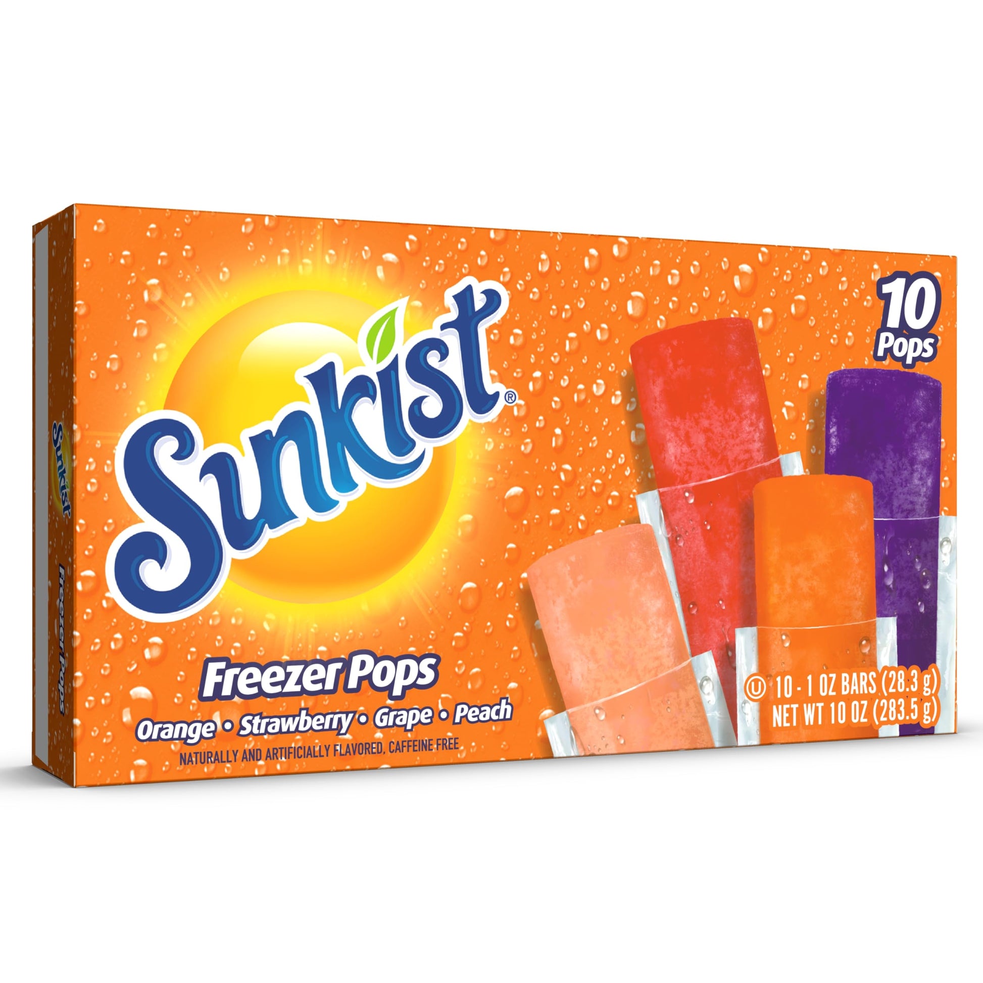 Sunkist Freezer Bars, Assorted Flavors, 1 Oz Bars,10 Ice Bars
