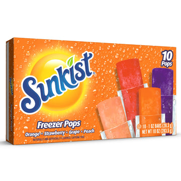 Sunkist Freezer Bars, Assorted Flavors, 1 Oz Bars,10 Ice Bars