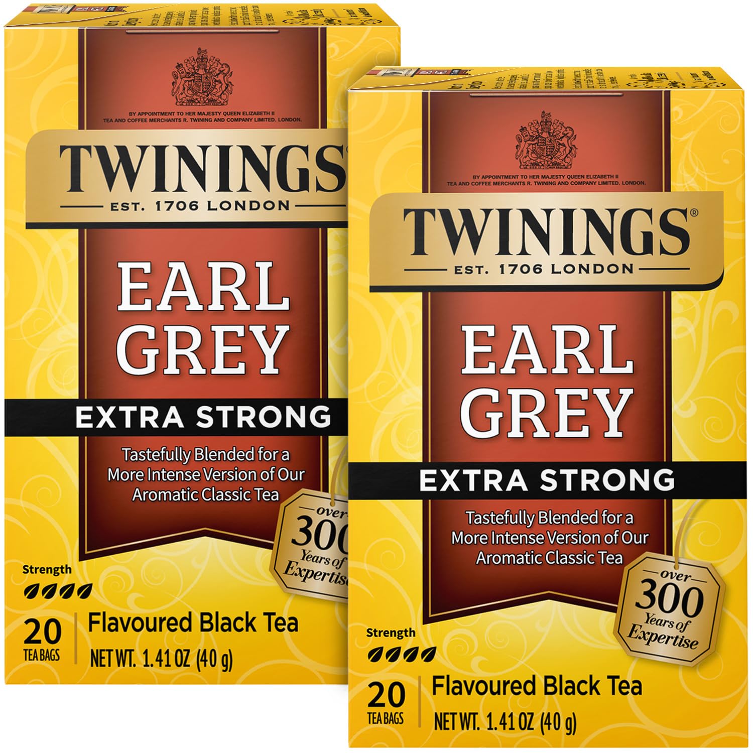 Twinings Earl Grey Tea Extra Strong 2-Pack - A Bright and Zesty Black Tea Infused with Citrus Bergamot Flavours, Caffeinated Tea