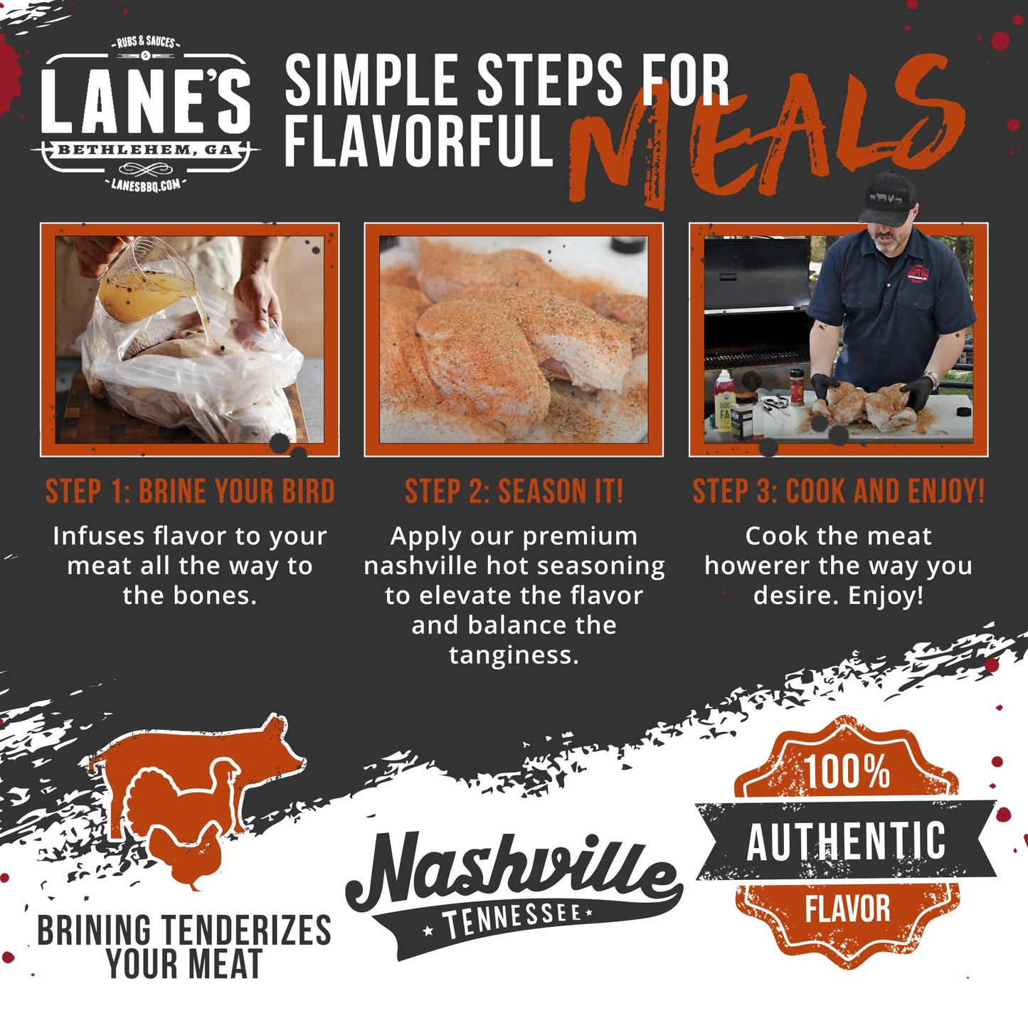 Lane'S Pickle Brine Seasoning Bundle With Nashville Hot Chicken Wing Seasoning & 24'' X 24'' Extra Large Brining Bag, All-Natura