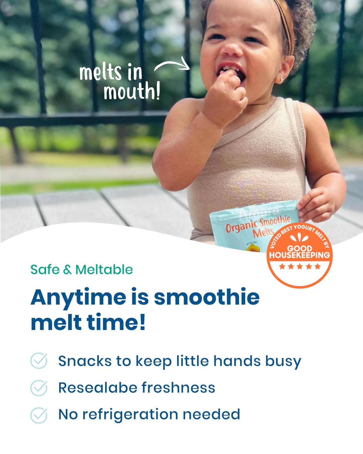 Amara Smoothie Melts - Mango Carrot - Baby Snacks Made With Fruits And Vegetables - Healthy Toddler Snacks For Your Kids Lunch B