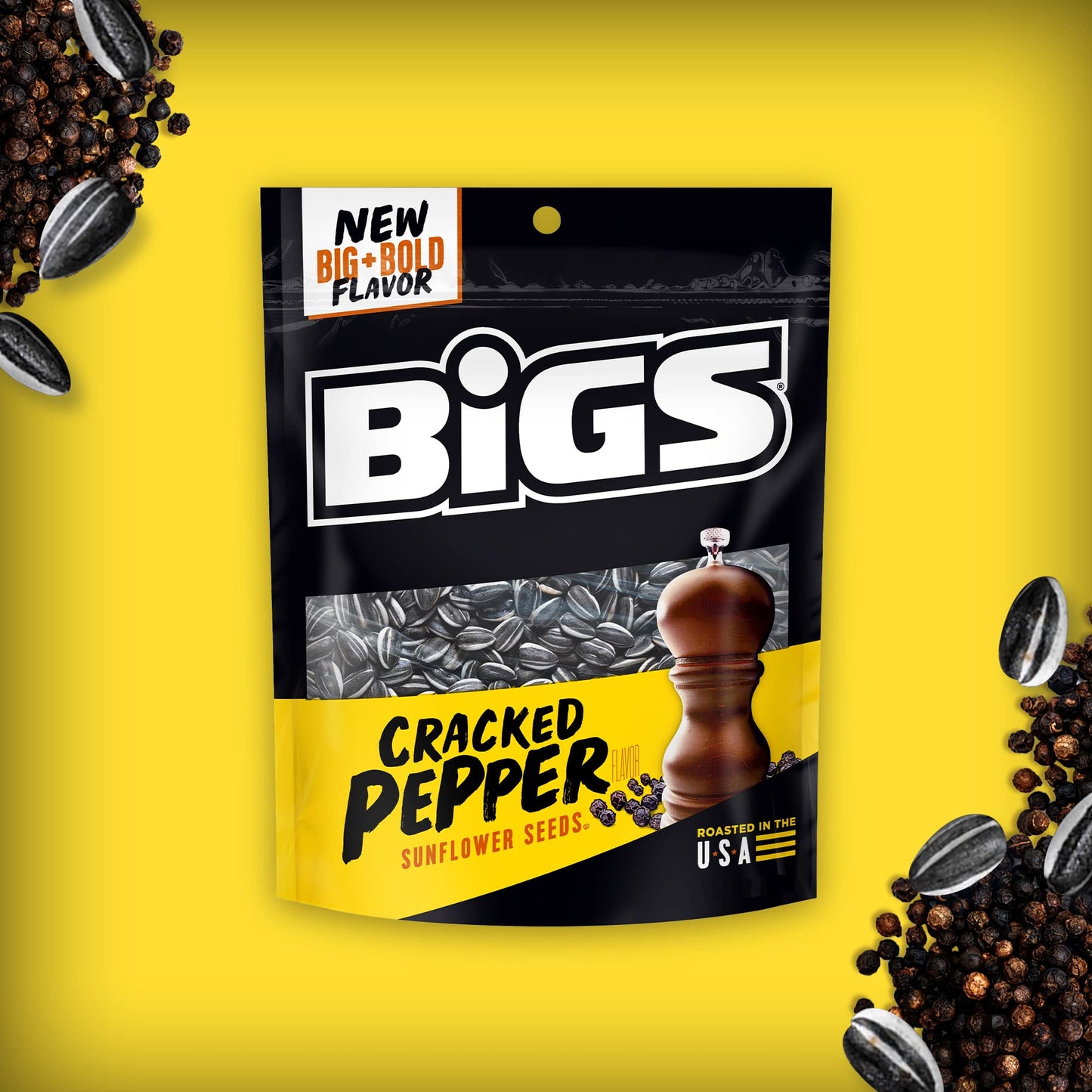 BIGS Sunflower Seeds, Keto Friendly 5.35 oz Bags (Pack of 2) (Sea Salt & Black Pepper)
