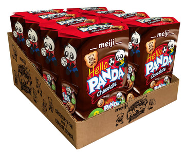 Meiji Cookies, Chocolate Crme Filled - 6 oz, Pack of 8, 64 Bags Total - Bite Sized Cookies with Fun Panda Sports