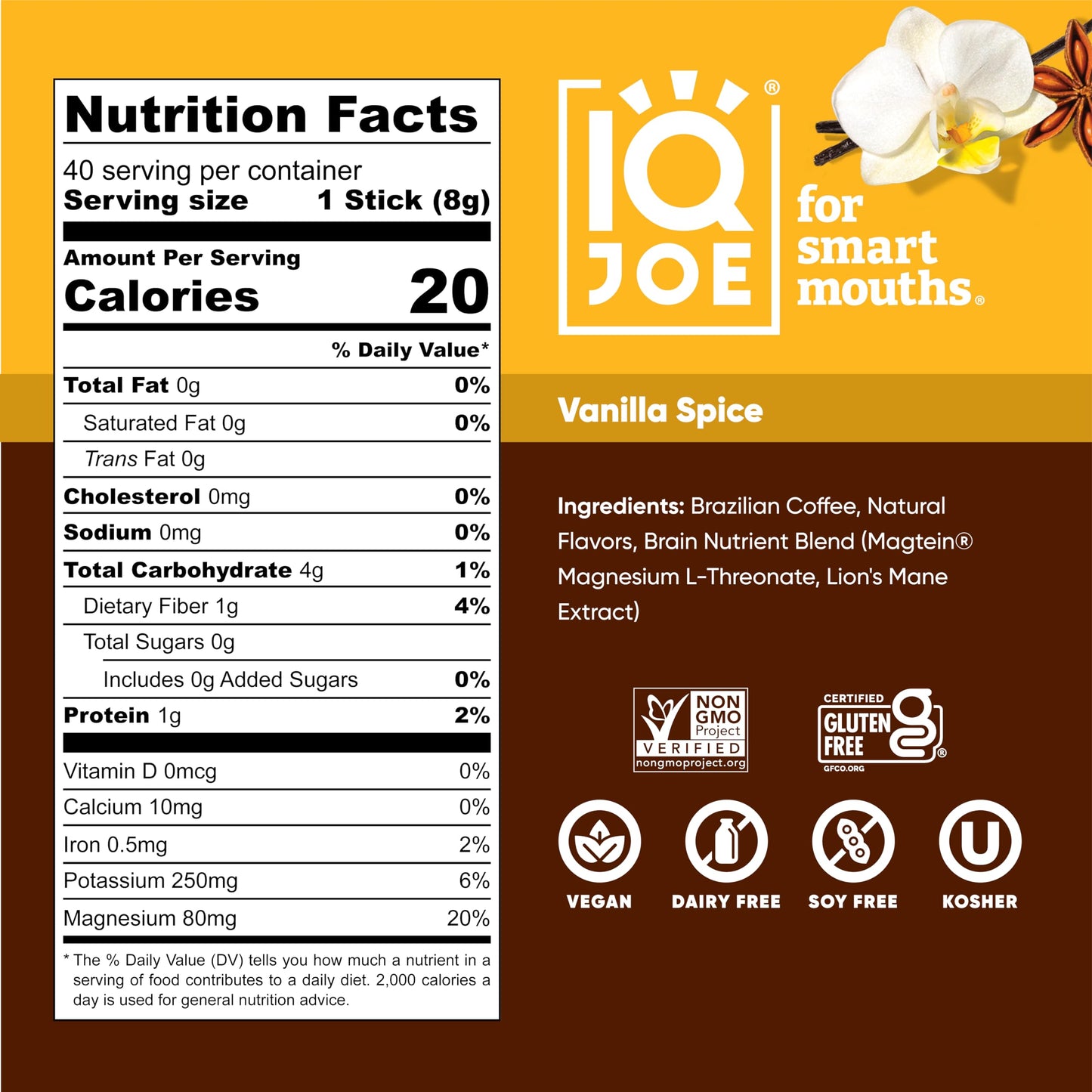 IQBAR Mushroom Coffee Packets - Vanilla Spice - 40 Servings - Sugar Free, Keto, Vegan