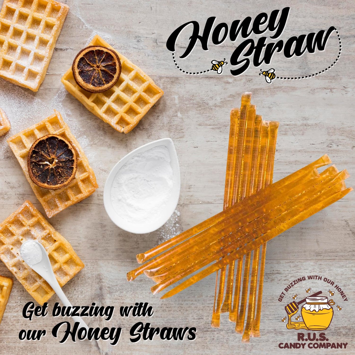 R.U.S. Candy Honey Sticks - 25 Pack Single Serve Stir Sticks, Natural Wildflower Flavor