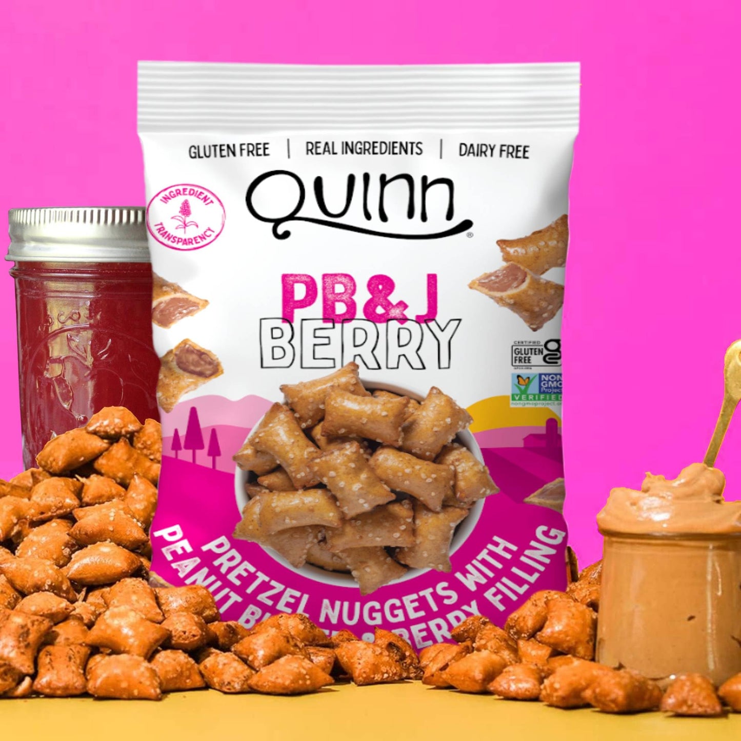 Quinn Peanut Butter Lovers Variety Pack - Filled Pretzel Nuggets, Vegan, Non-GMO, 6 Ounce (Pack of 4)