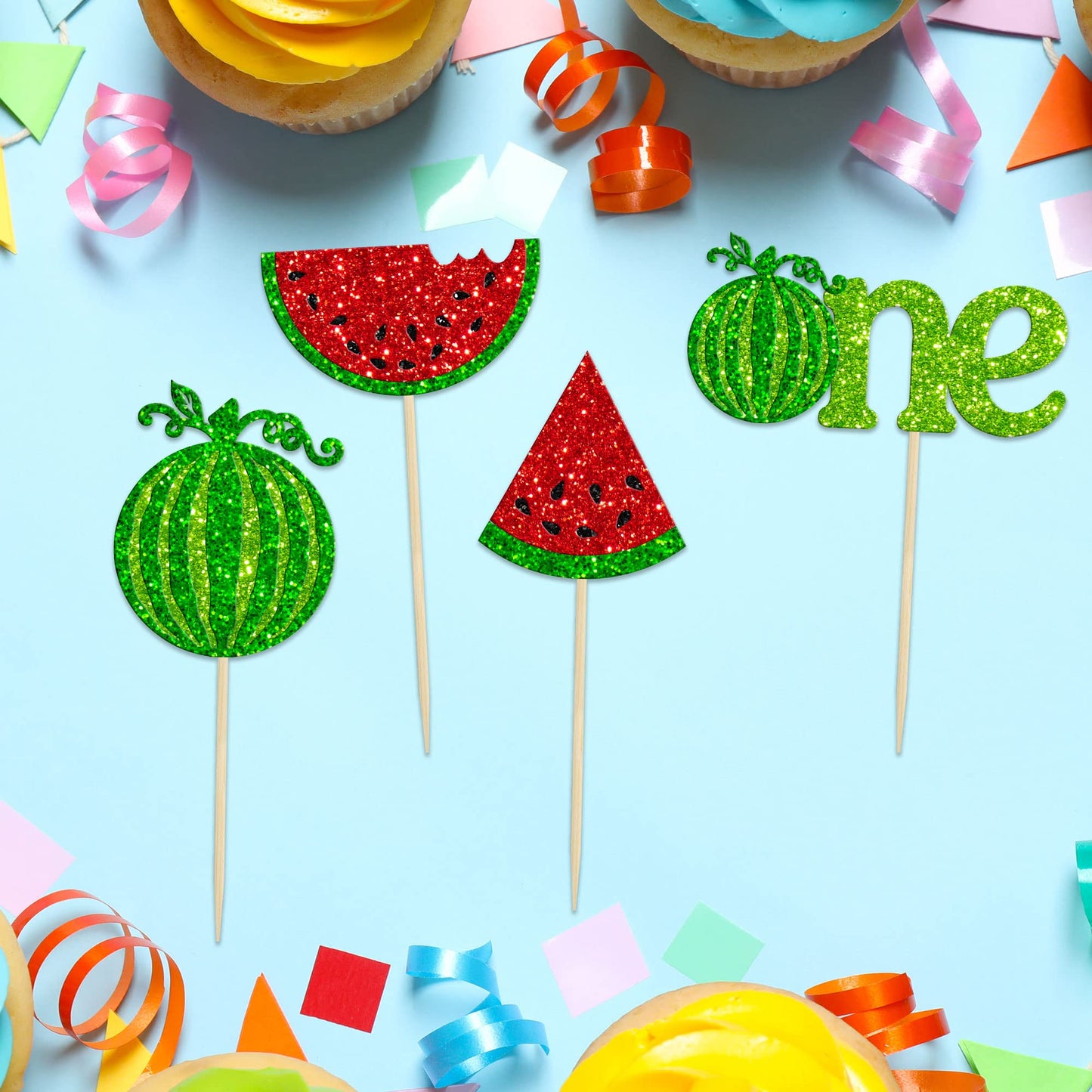 24Pcs Watermelon Cupcake Toppers One In A Melon Cupcake Picks Watermelon First Year Birthday Baby Girl First Birthday Party Cake