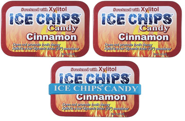Ice Chips Xylitol Candy Tins (Cinnamon, 3 Pack) - Includes Band As Shown