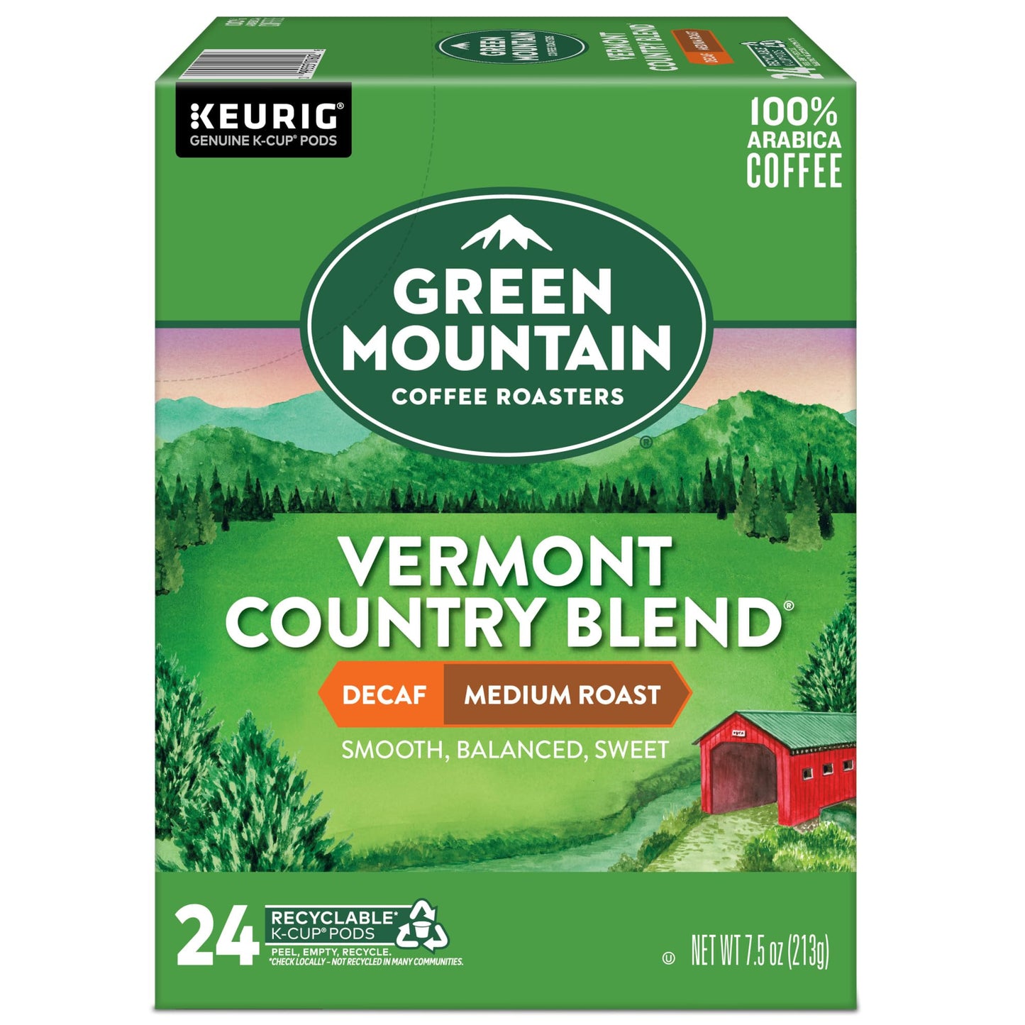 Green Mountain Coffee Roasters Vermont Country Blend Decaf, Keurig Single-Serve K-Cup Pods, Medium Roast Coffee, 96 Count (4 Pac