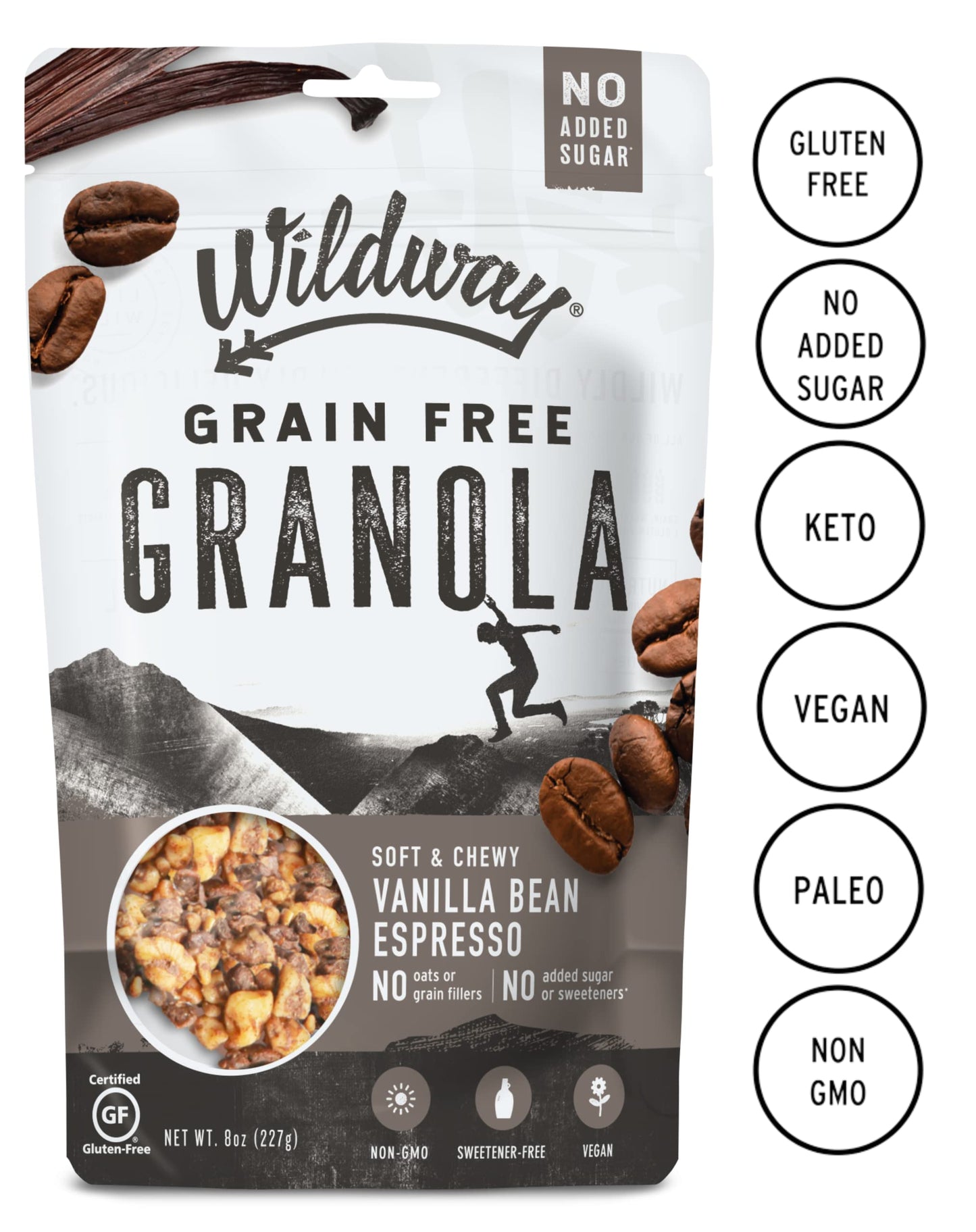 Wildway Keto Granola, Vanilla Bean Espresso, Grain-Free, Vegan, Low Carb, 8oz, Pack of 6