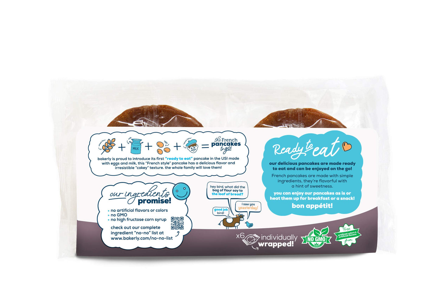 bakerly French Pancakes To-Go, Non-GMO, No Artificial Flavors, 1.23 Ounce, Pack of 48
