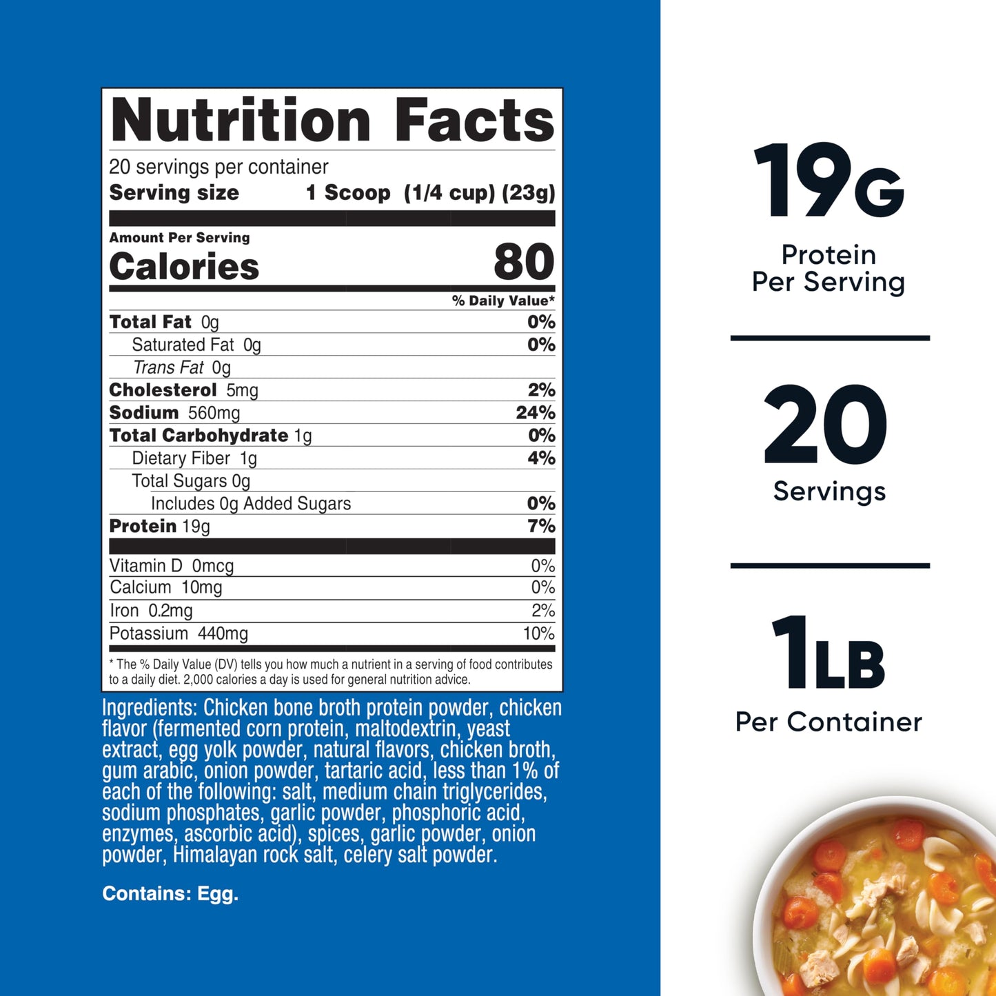 Nutricost Chicken Bone Broth Protein Powder (Chicken Soup Flavored, 20 Servings)