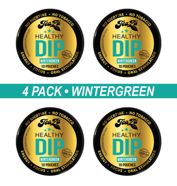 TeaZa Herbal Energy Pouches, Wintergreen Flavor, Caffeine Free, 10 Count (Pack of 4)