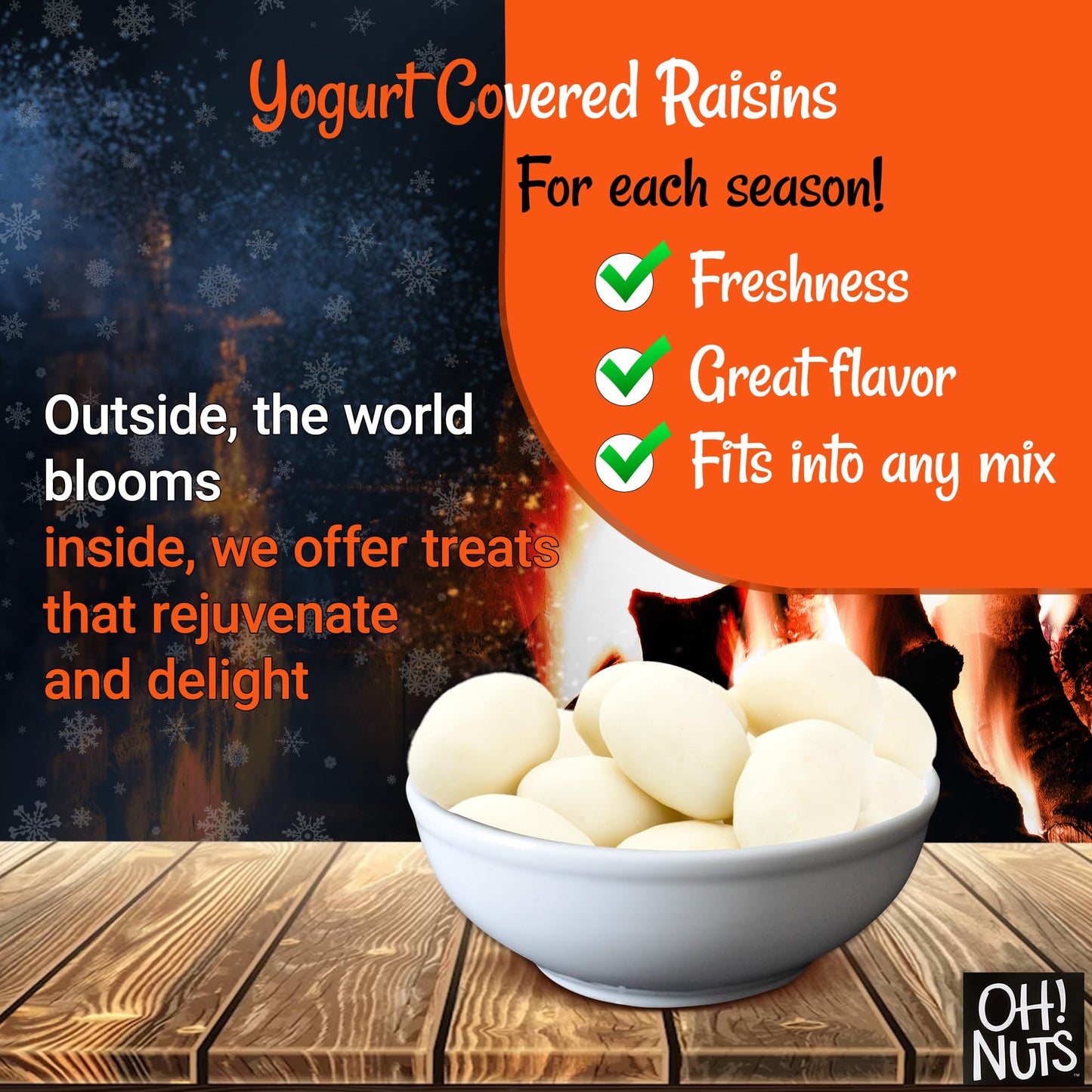 Oh! Nuts Yogurt Covered Raisins - 200Pcs/1Lb - Sweetened Dehydrated Creamy Yogurt Fruit Bites - Packed In New York Zip-Seal Bag