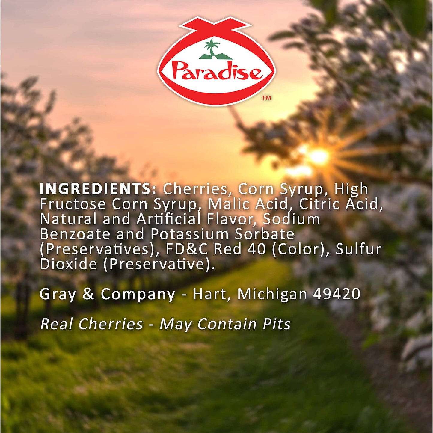Paradise Cherries Whole, Red, 16 Ounce