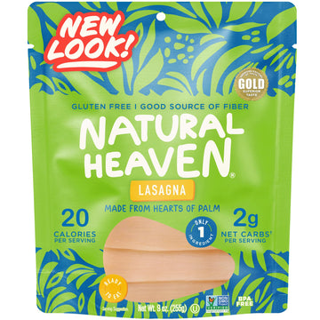 Natural Heaven Lasagna Noodles, Hearts of Palm - Naturally Rich in Potassium, Low-Calorie Veggie Pasta, Keto & Gluten-Free Food,
