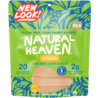 Natural Heaven Lasagna Noodles, Hearts of Palm - Naturally Rich in Potassium, Low-Calorie Veggie Pasta, Keto & Gluten-Free Food,
