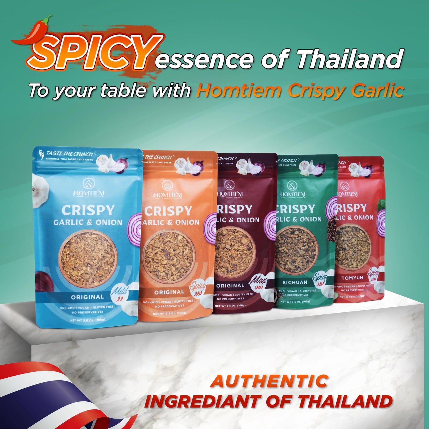 Homtiem Crispy Garlic & Onion : Sichuan 3.5 Oz., Versatile Seasoning, All-Natural, Non-Gmo, Vegan & Gluten-Free, Ready-To-Use, K