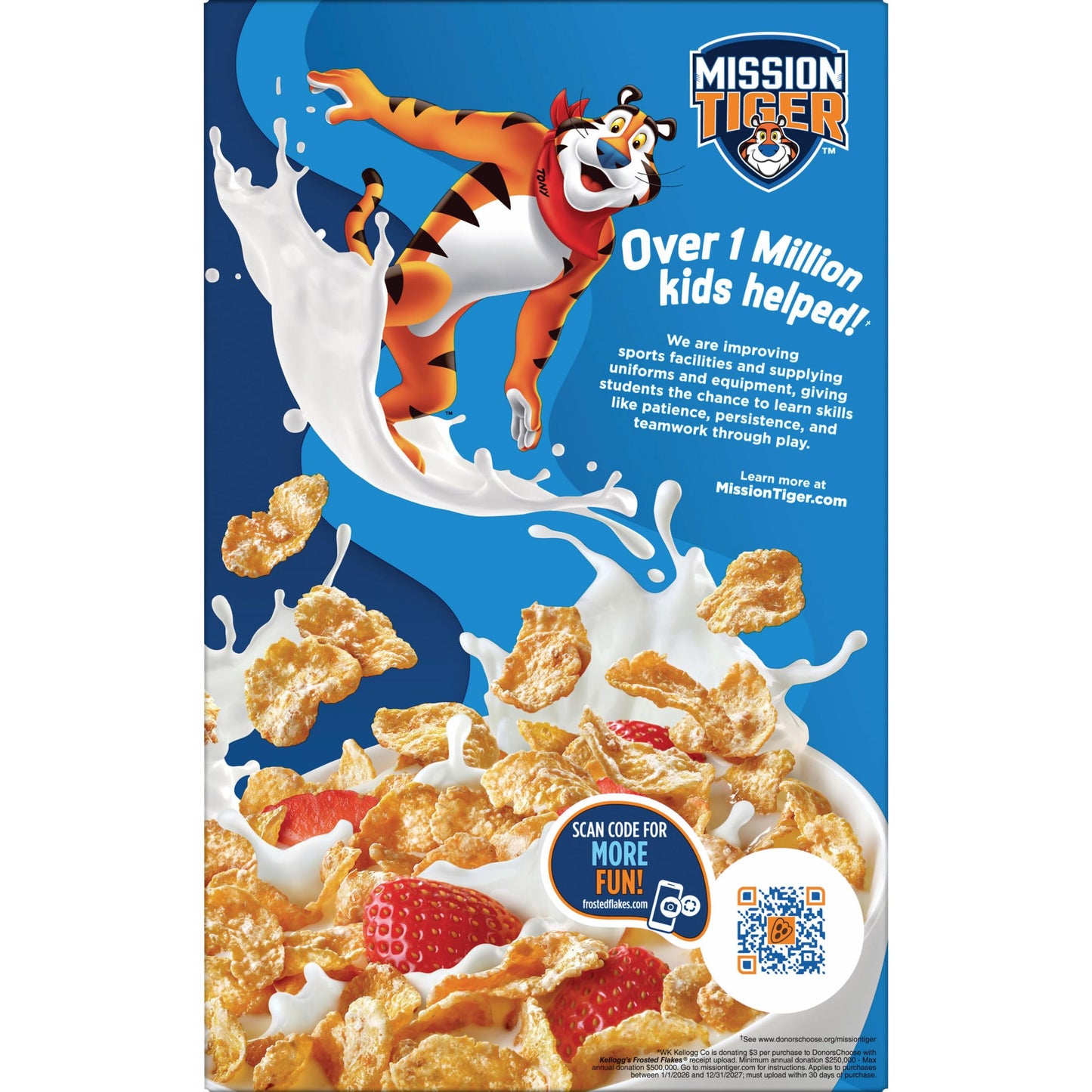 Frosted Flakes Breakfast Cereal, 8 Vitamins and Minerals, Kids Snacks, Large Size, Original, 17.3oz Box (1 Box)