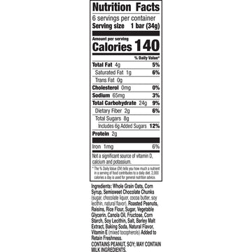 Nature Valley Chewy Fruit and Nut Granola Bars, Dark Chocolate Nut, 6 Bars, 7.4 OZ
