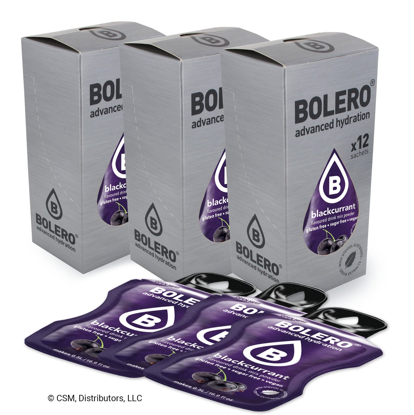 Bolero- Sugar Free Drink Mix Packets Black Currant Fruit Flavors | Powdered Flavored Water Packets | 36 Small Sachet On The Go P