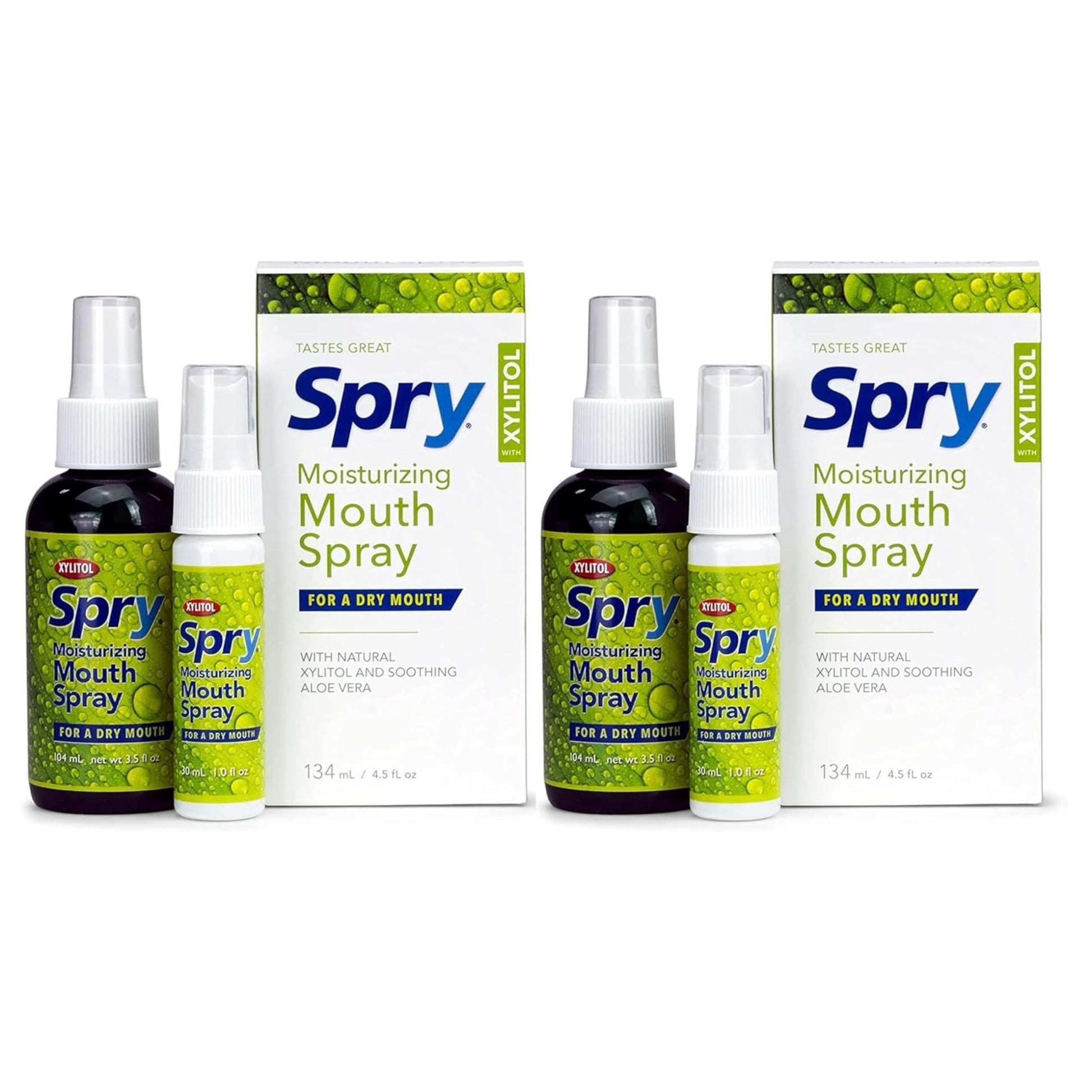 Spry Xylitol Moisturizing Bad Breath Mouth Spray, Bad Breath Treatment Oral Breath Spray With Natural Spearmint, 4.5 Fl.Oz (Pack Of 2)
