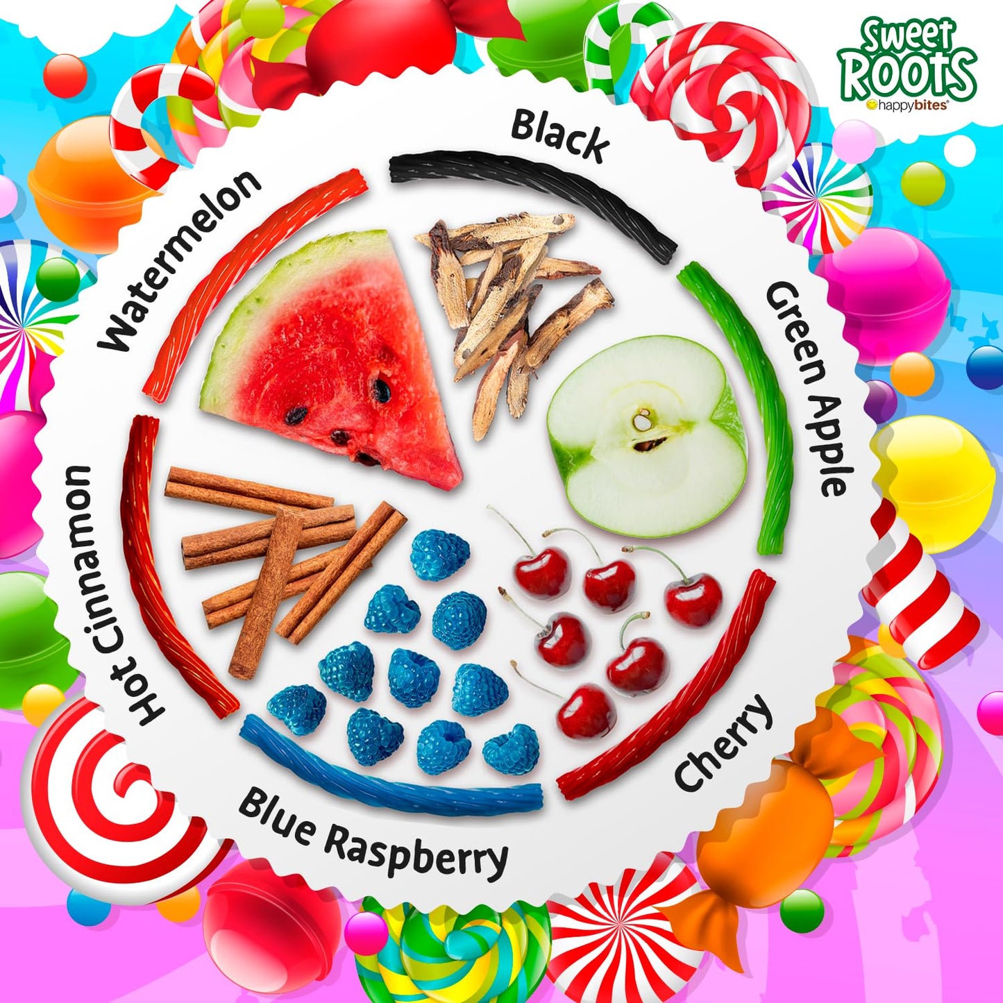 Sweet Roots Green Apple Licorice Twists (16 Oz / 1 Bag) - Jumbo Size - Made With Real Fruit Juice Concentrate - Certified Kosher