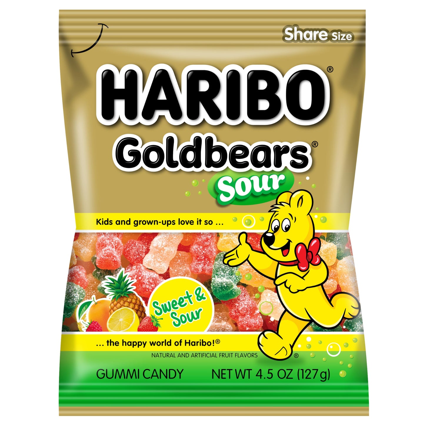 Haribo Sour Gold Bears Gummies Bag, 4.5 oz