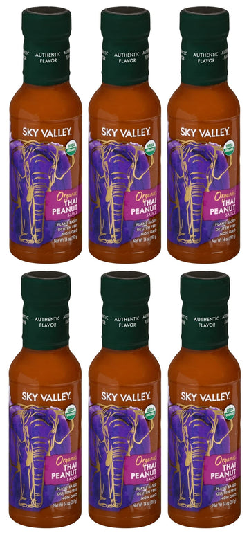 Sky Valley Thai Peanut Sauce - Gluten Free, Organic, Vegan, Mild Heat - 14 Oz, 6-Pack