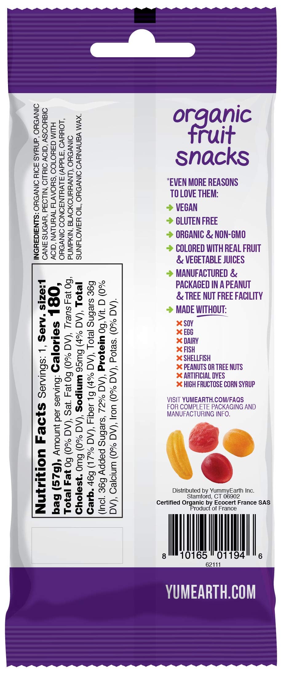 YumEarth Organic Fruit Snacks,Fruit Flavored Snack Packs, Allergy Friendly, Gluten Free, Non-GMO, Vegan, No Artificial Flavors o