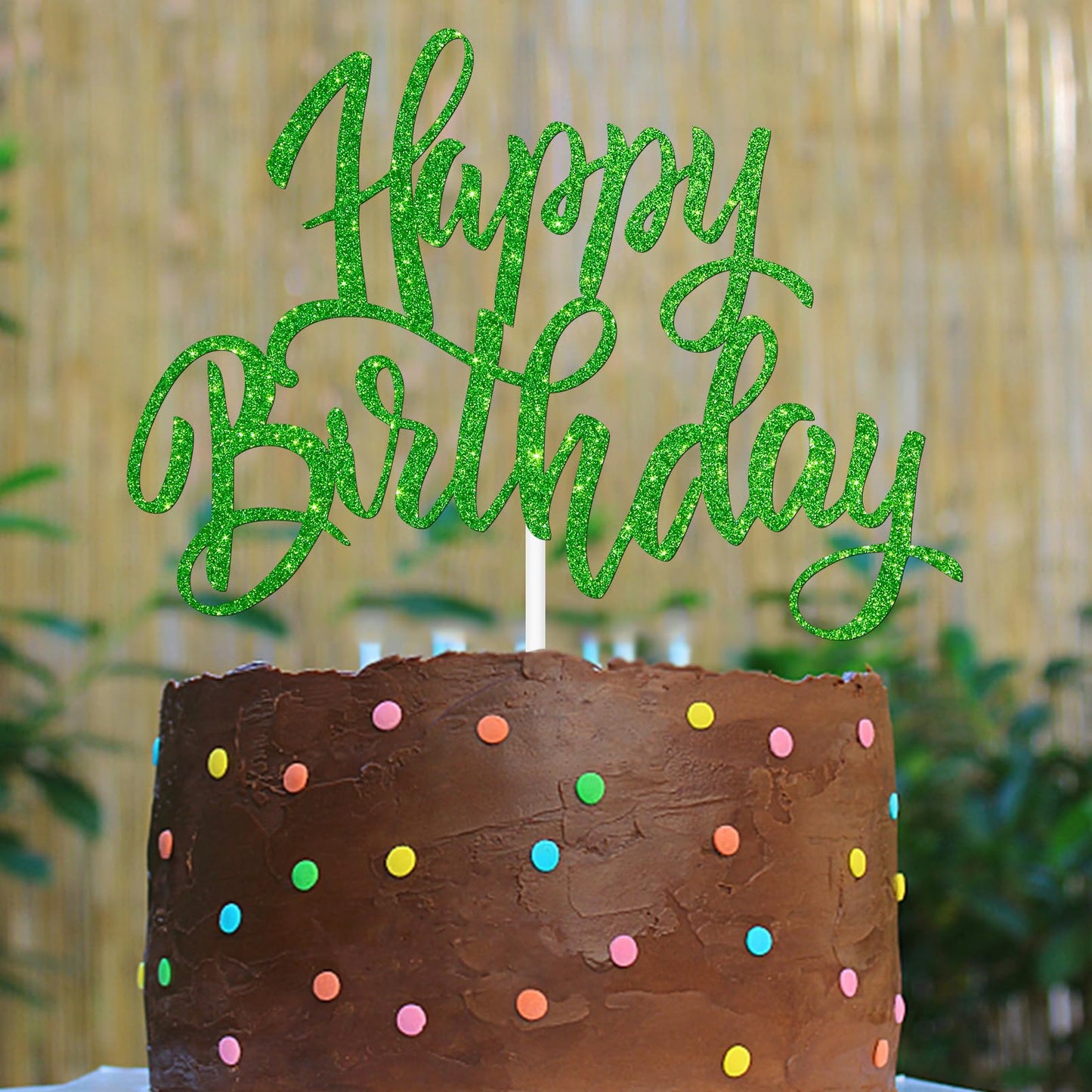 Notbadsys Happy Birthday Cake Topper, Gold Glitter Letters, Flashing Cardboard, Green, Model S1-1-(????)