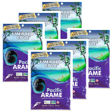 Emerald Cove Pacific Arame, Dried Seaweed, Non-GMO, Resealable Bag, 1.76 oz (6 pk)