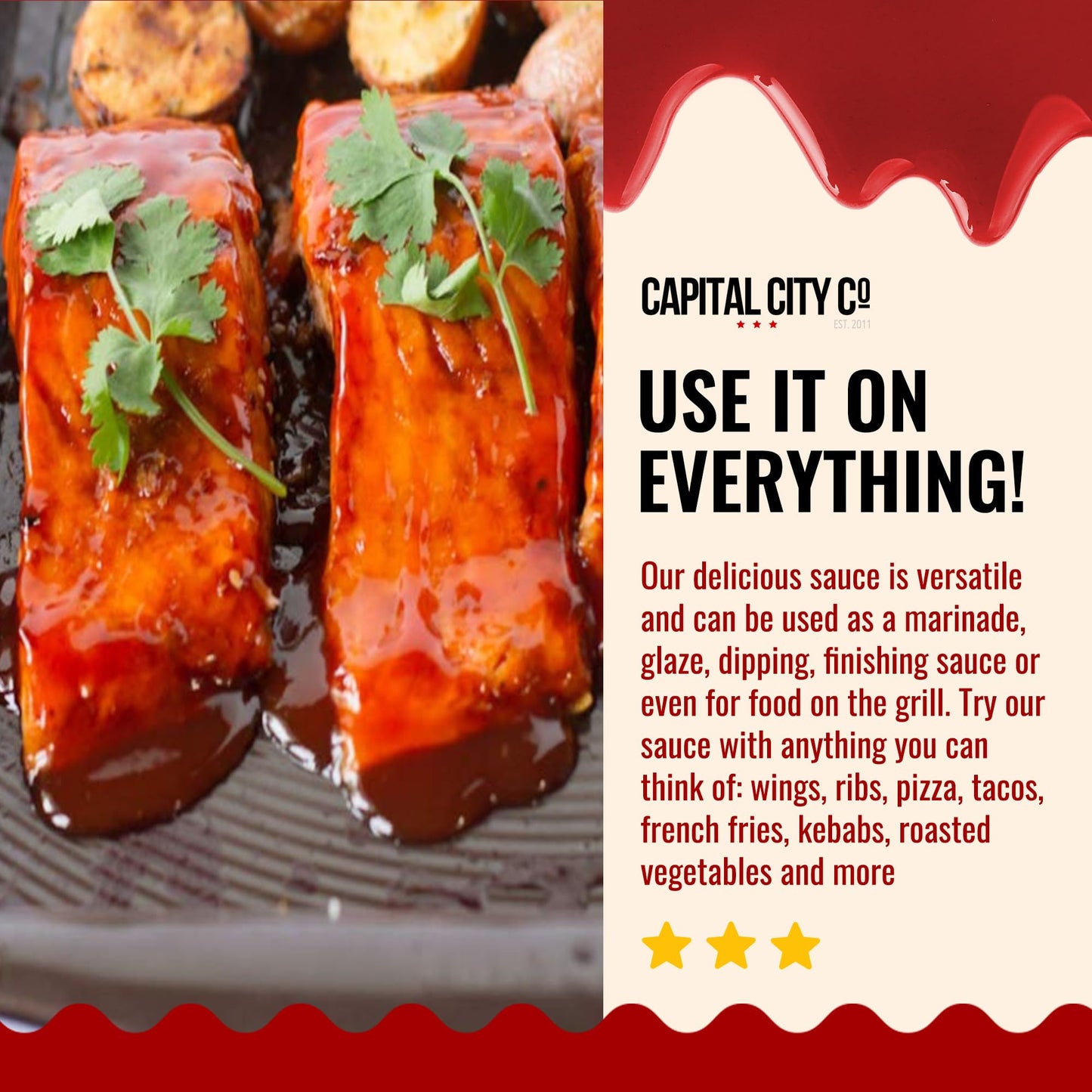 Capital City Mambo Sauce Sweet Hot | Washington Dc Wing Sauces | Perfect Condiment For Wings, Chicken, Pork, Beef, Seafood, Burg