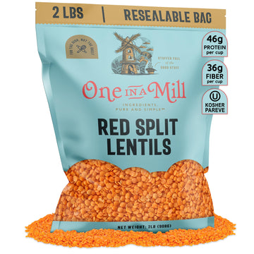 ONE IN A MILL Split Red Lentils 2LB Resealable Bag | For Soup, Stews, & Curries | All-Natural Plant-Based Protein | OU Kosher
