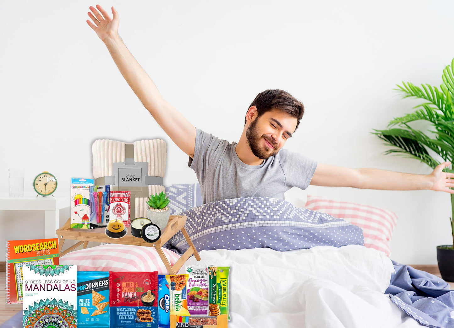 The Ultimate Get Well Soon Gift Basket | Care Package Speedy Recovery Gift Set W/Bed Tray, Books, Snacks & Blanket Feel Better Soon Hospital Gift Bundle For Man, Woman, Kids Boy Girl Teenager